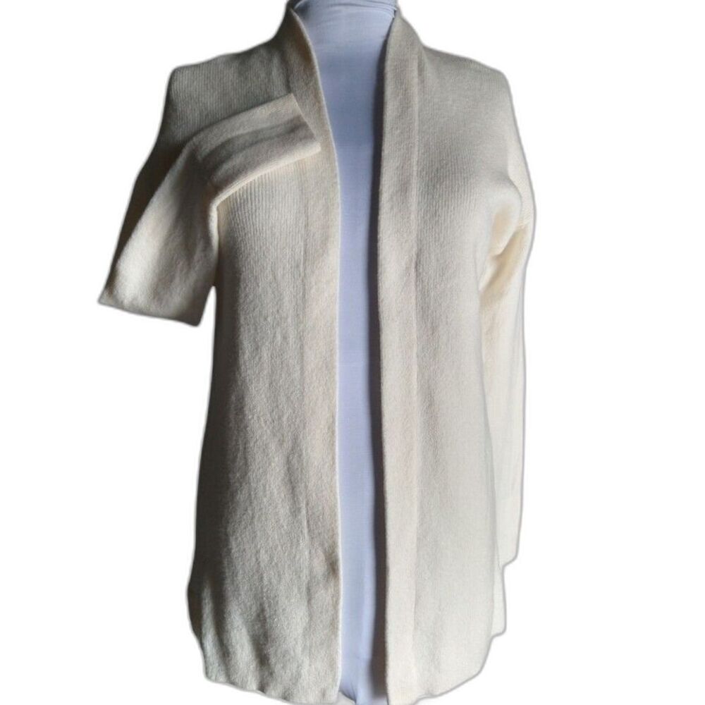 LOFT V-Back Open Front Knit Cardigan XS Cream